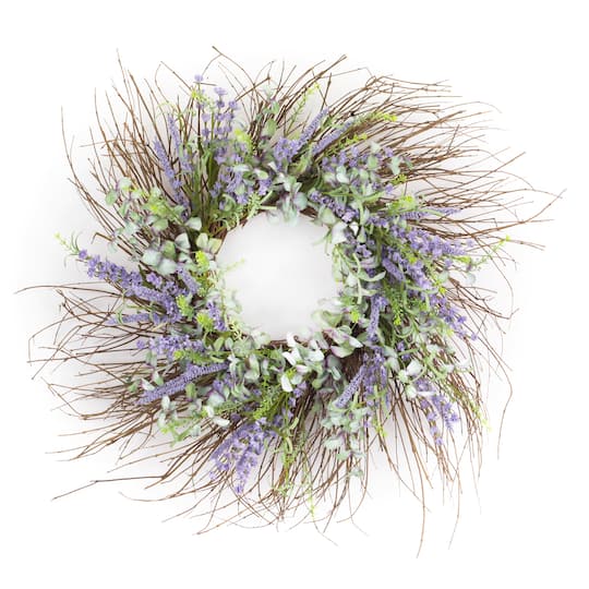 30.5&#x22; Purple &#x26; Green Floral Wreath 